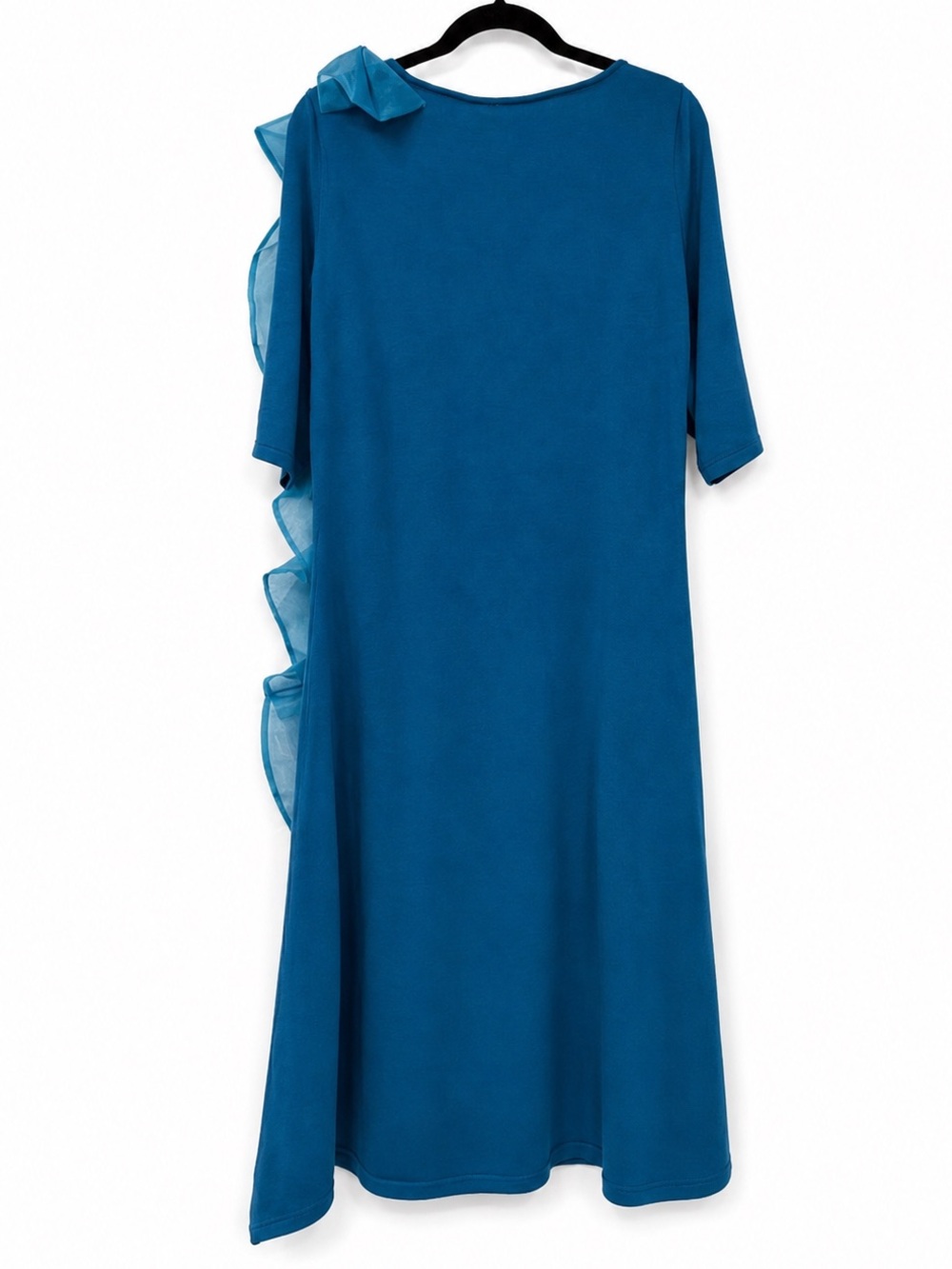 C Wonder by Christian Siriano Blue Cascade Organza Ruffle Cocktail Midi Dress - Picture 7 of 11